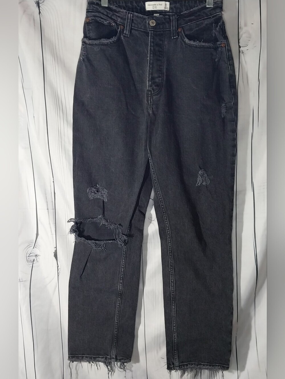 Abeecrombie & Fitch The Dad High Rise Curve Love Distressed Ripped Y2K Jeans